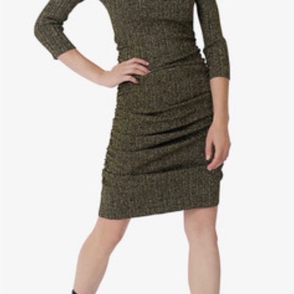 Maje BLACK/GOLD Women's Rimaldie Knit Short Dress, US 40 - Picture 7 of 11